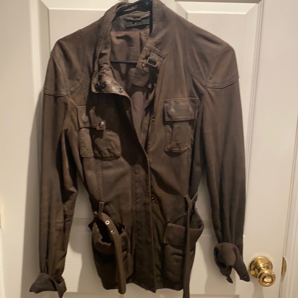 Hugo Boss Army Green vintage 100% leather jacket M